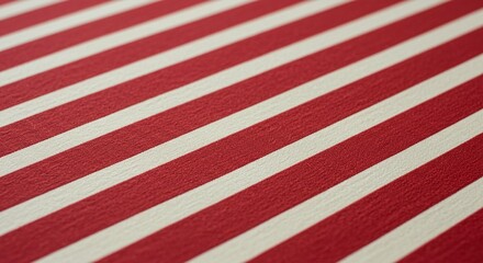 Red and Cream Striped Fabric Texture Close up Diagonal Pattern Background
