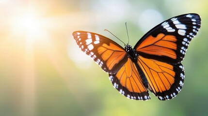 Fototapeta premium A close up of a butterfly on a green background