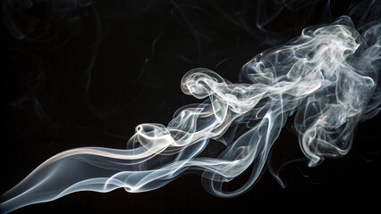 Smoke of Cigarette rising against Black Background
