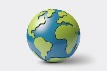 Naklejka premium A stylized 3D model of Earth, showcasing continents in green and oceans in blue.