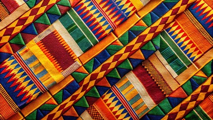 Obraz premium Vibrant Geometric African Textile Minimalist Photography