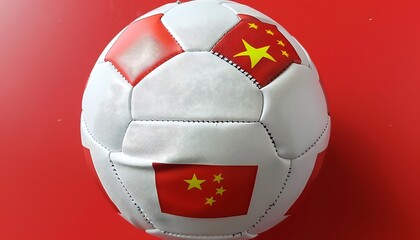 Fototapeta premium Soccer ball on green grass with blurred background