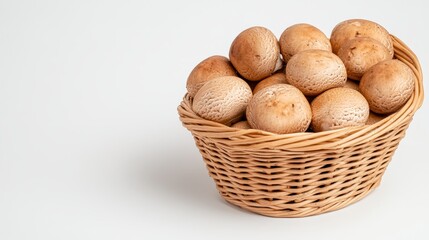 Fresh Porcini Mushrooms in Rustic Basket Isolated on White Background for Gourmet Cooking 9