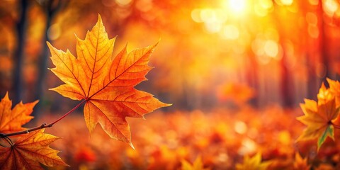 Vibrant Orange Autumn Leaves Background with Copy Space - Perfect for Fall Designs