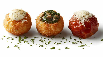 Three Delicious Arancini: Creamy Spinach & Mushroom and Classic Tomato