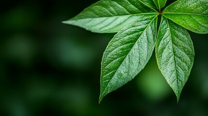 A close up of a green leaf on a tree branch