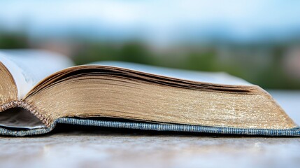 An open book sitting on top of a wooden table