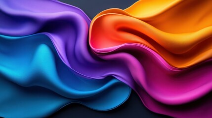 Obraz premium Colorful fabric swirls, dark background, abstract art, design element