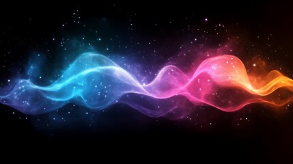 Colorful Cosmic Waves Flowing Through Starry Space
