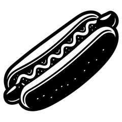 hot dog black silhouette vector, Simple silhouette Design vector icon with white background. Food vector 