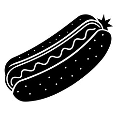 hot dog black silhouette vector, Simple silhouette Design vector icon with white background. Food vector 