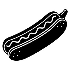 hot dog black silhouette vector, Simple silhouette Design vector icon with white background. Food vector 