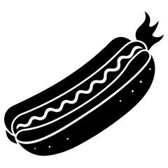 hot dog black silhouette vector, Simple silhouette Design vector icon with white background. Food vector 