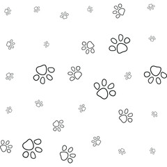 Cute Seamless Pattern with Animals Paw Outline