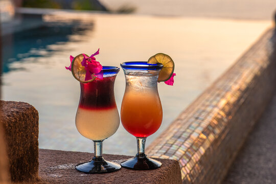 Cocktails at sunset La Ropa beach Zihuatanejo