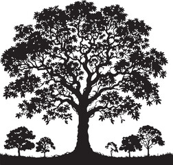 Obraz premium Tree icon silhouette vector with white background 