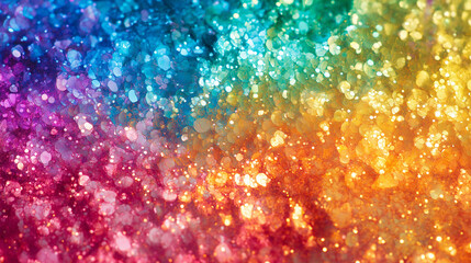 colorful, pixelated glitter. The texture looks crystalline and has a rainbow spectrum effect background