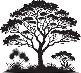 Obraz premium Tree icon silhouette vector with white background 