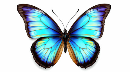 Fototapeta premium Morpho Butterfly with Iridescent Blue Wings and Underside Details