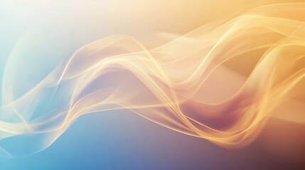 Fototapeta premium Abstract Golden Waves Flowing Softly On Blue Background