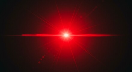 Intense Red Light Flare Glowing Starburst Bright Lens Flare Effect Cinematic Overlay Dramatic Light