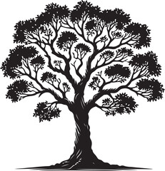 Tree icon silhouette vector with white background
