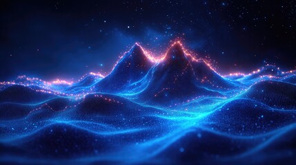 A digital abstract representation of mountainous terrain,
