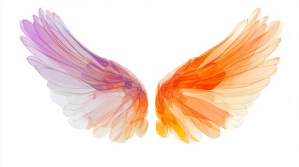 Fototapeta premium Elegant Angel Wings Outline Sticker Overlay Design Element