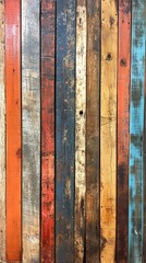 Colorful wooden planks showcasing various textures and hues in an artistic arrangement