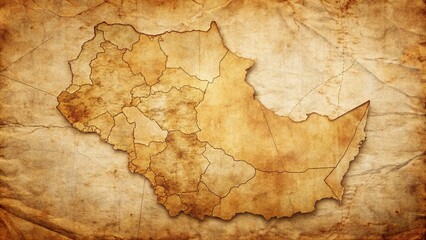 Vintage Ethiopian Map on Cracked Paper Background - Stock Photo