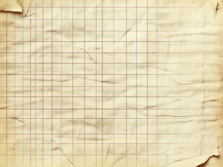 Fototapeta premium Vintage paper texture background with grid pattern. Aged paper with soft creases, stains. Rustic, retro design. Perfect for scrapbook, journaling, design projects. Old paper gives rustic vibe, ideal