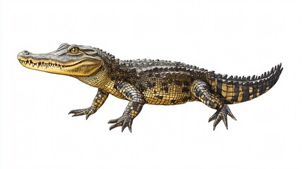 Obraz premium Playful Crocodile Cartoon Illustration on White Background