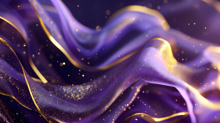 Luxurious and classy graphic design featuring stunning abstract purple and gold motion graphics, generative ai