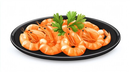 Delicious Shrimp Dish Illustration: Wide-Angle Centered View