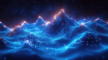 A digital abstract representation of mountainous terrain,