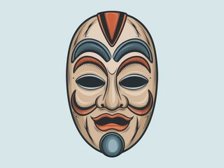 Naklejka premium Intricate Hand-Drawn Mask: A Colorful Celebration of Art and Mystery