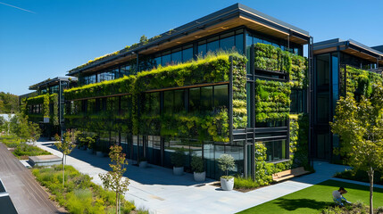Obraz premium Modern Green Office Building with Vertical Gardens