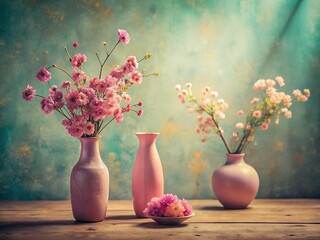 Vintage Minimalist Home Decor: Pink Vases & Soft Flowers