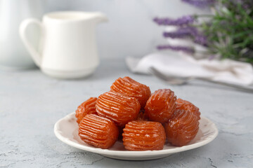 Traditional delicious Turkish dessert; tulumba tatlisi