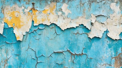 Obraz premium A texture of cracked blue paint on an old wall, showcasing the beauty and age in its peeling effect. 