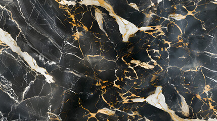 Luxurious black and gold marble texture with elegant white marble accents, generative ai