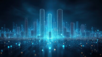Glowing city grid.