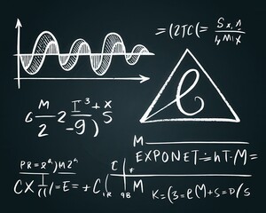 Fototapeta premium Handwritten Mathematical Formulas and Equations on a Blackboard