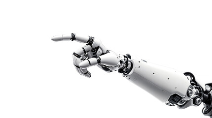 3D rendering robotic hand pointing his finger isolate on transparent background