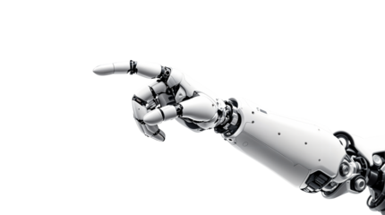 3D rendering robotic hand pointing his finger isolate on transparent background