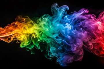 Vintage Rainbow Smoke Burst: Pride LGBTQIA+ Macro Photography - Isolated Black Background