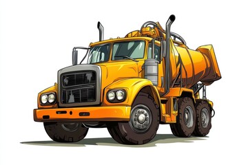Naklejka premium Industrial concrete mixer truck blank mockup with copy space and logotype space for construction site isolated on white. Heavy-duty cement mixer truck. Construction Vehicle Cement Mixer Truck.