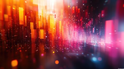 Fototapeta premium Abstract design featuring a dynamic array of colorful cubes,