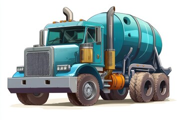 Industrial concrete mixer truck blank mockup with copy space and logotype space for construction site isolated on white. Heavy-duty cement mixer truck. Construction Vehicle Cement Mixer Truck.