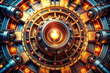 Fototapeta premium Vintage Style Futuristic Technology Core - Retro Sci-Fi Energy Source